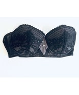 Adore Me Strapless Padded Push Up Bra Purple Black Floral Lace Mesh Butt... - €16,25 EUR