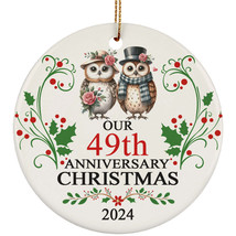 Cute Owl Bird Couple Love 49th Anniversary 2024 Ornament Gift 49 Years Christmas - £11.82 GBP