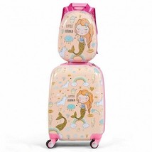 2PC Kids Luggage Set Rolling Suitcase &amp; Backpack-Pink - Color: Pink - £69.88 GBP