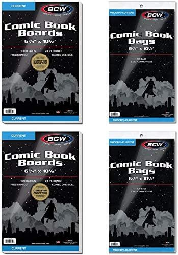 Bcw Current Comic Bags And Backing Boards | 200 Ct | 2 Pack Of 100 Bags ... - $53.99