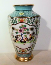 Vintage Hand Painted Vase 7.5&quot; Rooster Chicken Oriental - £22.88 GBP