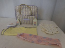 American Girl Doll Bitty Baby Purple Diaper Bag + Blanket + Body Suit + Scarf  + - $40.61