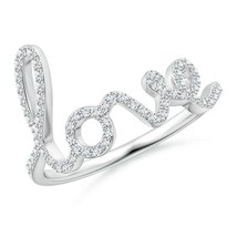 Angara Lab-Grown 0.32 Ct Prong Set Round Diamond Cursive &quot;LOVE&quot; Ring in Silver - £370.83 GBP