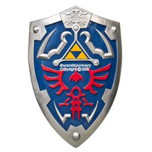 24.5&quot; Long Blue Large Link Hylian Shield Legend of Zelda w/ Sword Holder... - £54.25 GBP