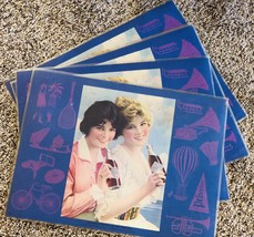 Vintage Coca Cola Vinyl Covered Placemat Set of 4 Pretty Calendar Girls ... - £15.55 GBP