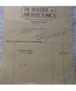 Vintage The Builder &amp; Architectonics Grand Rapids MI Invoice 1929 - £5.49 GBP