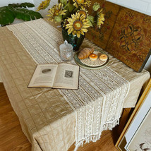 Vintage Table Runners 13&quot;x68&quot; Farmhouse Crochet Country Rustic Lace Tablecloth - £16.11 GBP