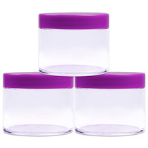 3 Pieces 2Oz/60G/60Ml Hq Acrylic Leak Proof Clear Container Jars W/Purpl... - £10.37 GBP