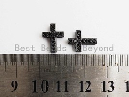 Black CZ Micro Pave On Black Cross Spacer Beads, Cubic Zirconia Cross Space - $2.20