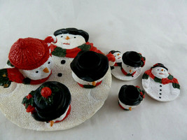 Miniature Tea Set Christmas Holiday Snowman Ganz Vintage - £5.90 GBP