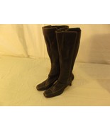 ANNE KLEIN DARK BROWN LEATHER DESIGNER B0OTS SHOES HEELED WOMEN&#39;S sz6.5 - $100.61