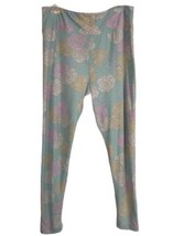 LuLaRoe Womens Pants Tall &amp; Curvy Light Blue Floral Leggings Soft Stretch - £14.90 GBP