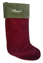 Pottery Barn Kids - Classic Velvet Stocking Red/Green - Monogramed HAZEL - £19.61 GBP