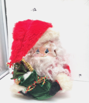 Vintage Primitive Santa Claus Christmas Red Velvet Handmade Painted Fur ... - $14.95