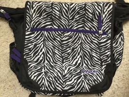 Jansport  Zebra Print Laptop Messenger Tote Bag cross body Black And White - £18.33 GBP