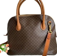 Vintage Celine Macadam Handbag Tote Bag Brown PVC Leather Authentic  - £180.94 GBP
