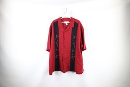 Vtg Streetwear Mens XL Rockabilly Martini Panel Collared Bowling Button Shirt - £43.48 GBP