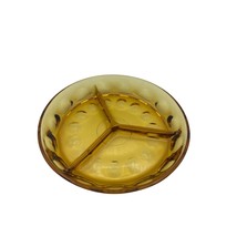 1950s Amber Indiana Glass Thumbprint Divided Relish Dish - £16.05 GBP