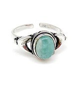 Tanvi Collection Ring Adjustable Silver Oval Amazonite Adjustable - $22.22 CAD