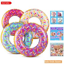 Colorful Pack of 4 Inflatable Donuts - 24-Inch Pool Floats for Kids Ages... - $32.62