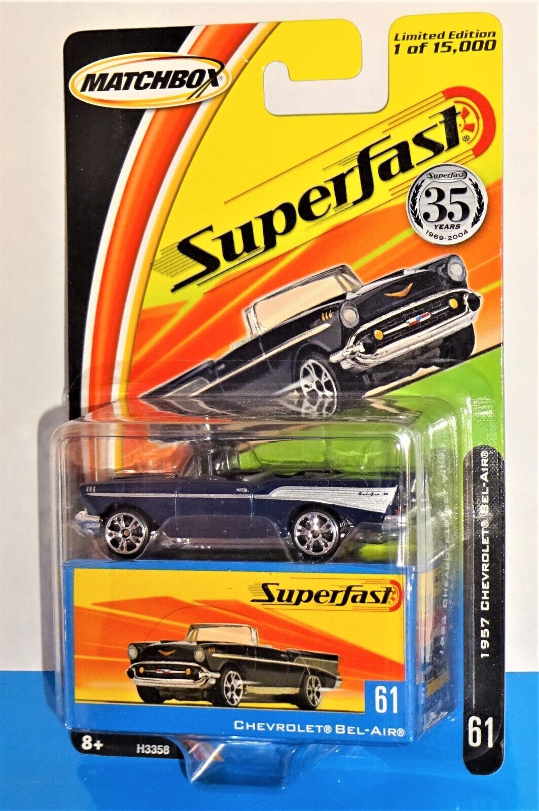 Primary image for Matchbox 2004 SuperFast #61 1957 Chevrolet Bel Air Dark Blue Convertible 1/15000