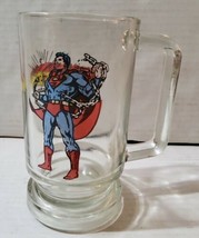 Vintage 1978 DC Superman Glass Collector Handled Mug 5.5&#39;&#39; Breaking Chains  - £22.15 GBP