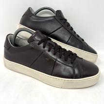 Santoni Men’s Low Top Fashion Sneaker Sz 8.5 Dark Brown Leather Made in Italy - £74.00 GBP