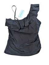 NWT Yonique Tankini Top Size Medium Figure Flattering Asymmetrical Black... - €10,94 EUR