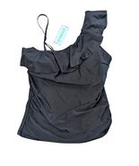 NWT Yonique Tankini Top Size Medium Figure Flattering Asymmetrical Black... - $233.03 MXN