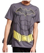 Men&#39;s DC Comics Batman Muscle Costume T Shirt With Detachable Cape Grey - £8.24 GBP