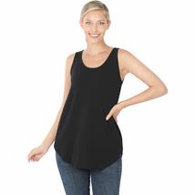 Zenana Sleveless Dolphin Hem Round Neck TOP Black S - £13.54 GBP