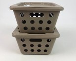 (Lot of 2) IKEA Rundbal Storage Basket W/ Lid Stackable Tan 7x5.5x3.25&quot;  - £14.19 GBP