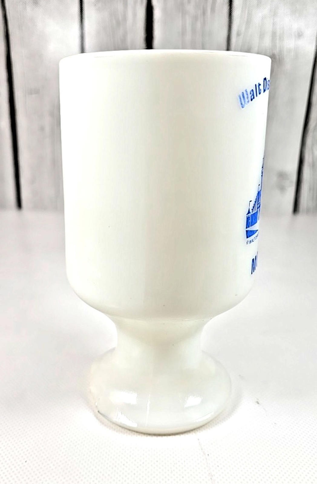 Walt Disney World Mom Milk Glass Pedestal Mug Blue Castle Vintage 5.5x3in USA Item image 3