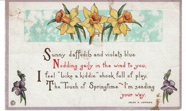 Vintage 1917 daffodil violet Helen E. Jeffers poem greetings Postcard - £6.30 GBP