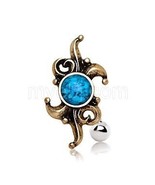 Antique Turquoise Hinged Top Down Navel Ring - $10.84