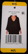 Anne Cole Women Black Long Sleeve Blouse Medium  ~~ New With Tags - £19.74 GBP