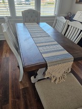 Macrame Blue and Beige 100% Cotton Table Runner 72&quot; Boho Bohemian ~ EUC ... - £23.36 GBP