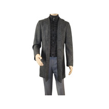 Men RENOIR Wool Blend Charcoal Gray English Plaid 3/4 Length Coat 43-18-095 image 7