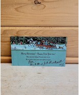 Antique Christmas Card Sleigh 1927 Used 5.5 x 3 Winter Scene - $27.57 CAD