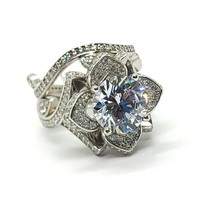 3.5Ct Lotus Engagement Wedding Sterling Silver Ring Bridal Set Simulated Diamond - £73.87 GBP