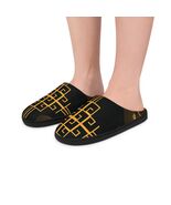  Men's Indoor Slippers — Black &amp; Gold Geometric Lounge Slippers PXVIII S... - $19.99