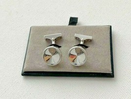 Massimo Dutti Engraved Logo Round Cufflinks Silver - £31.77 GBP