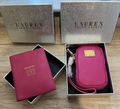 Ralph Lauren Hot Pink 2 Pc Set -Passport Cover  &amp; SMALL Everything Case NWT - £67.04 GBP