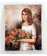 &quot;Ofreciendo Flores&quot; Por Celine,Mujer Ramo de Flores,Pintura Al Óleo en - £2,176.18 GBP
