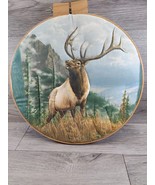 Elk Mountain Scene PUFFY QUILTED NEEDLEWORK HOOP FRAMed-2010 - £15.83 GBP