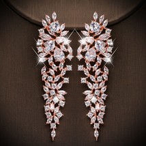 Luxury Waterdrop Full Big Cubic Zircon Dangle Drop Earrings for Women Fashion We - £18.59 GBP