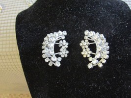 &quot;&quot;Large Rhinestone Clip - On Earrings&quot;&quot; - Vintage - £6.64 GBP