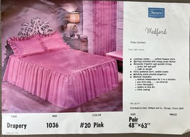 Vintage Sears Pink Cotton Drapery Pair 48x63 Medford Ensemble NOS 60s 70s - $75.05