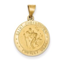 NEW 14k Polished and Satin St. Christopher Medal Hollow Pendant - £255.36 GBP