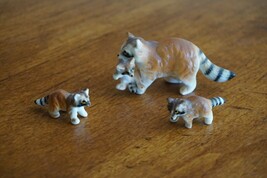 Vtg Set of 3 Miniature Bone China Figurines Raccoon Family 1960&#39;S Bridge... - $16.99